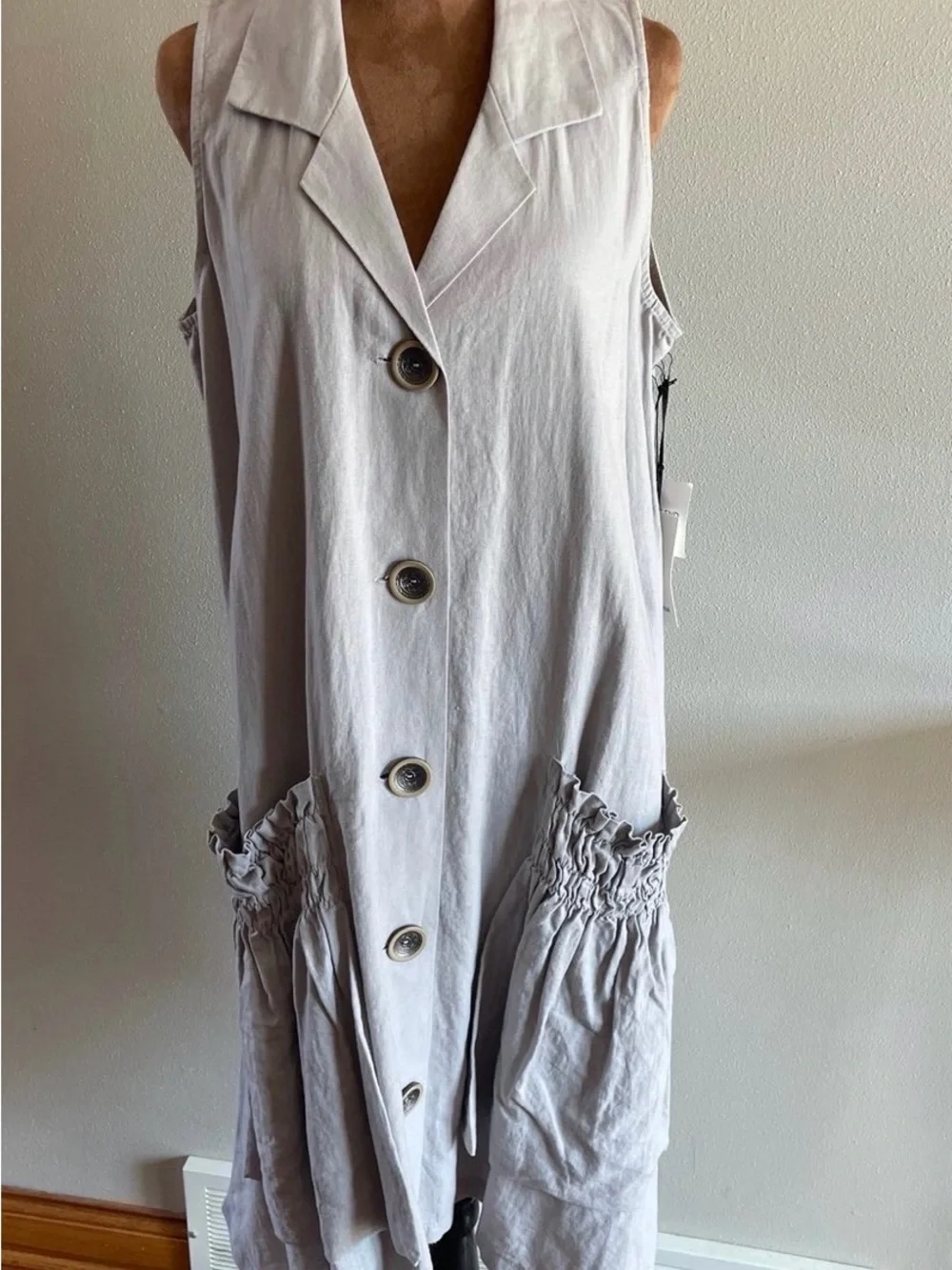 NWT Forcynthia linen blend LAGENLOOK sleeveless dress with pockets.